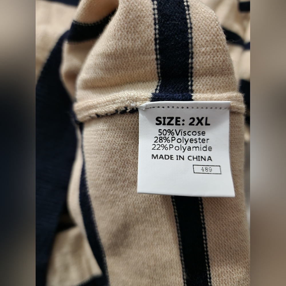 Dokotoo sz 2XL puff sleeve striped collared shirt in Apricot NWT - Picture 5 of 5